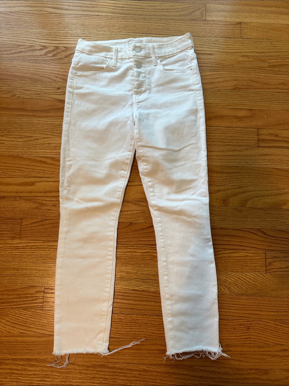 MOTHER High-Rise White Skinny Jeans